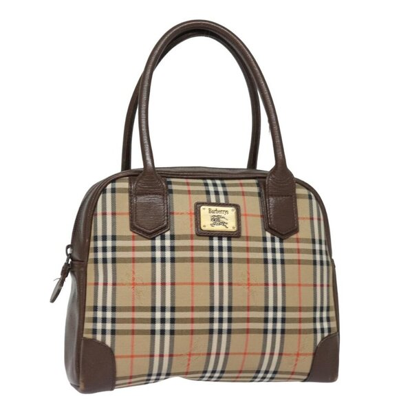 Burberrys Nova Check Hand Bag Canvas Beige Auth am6463 - Picture 1 of 16